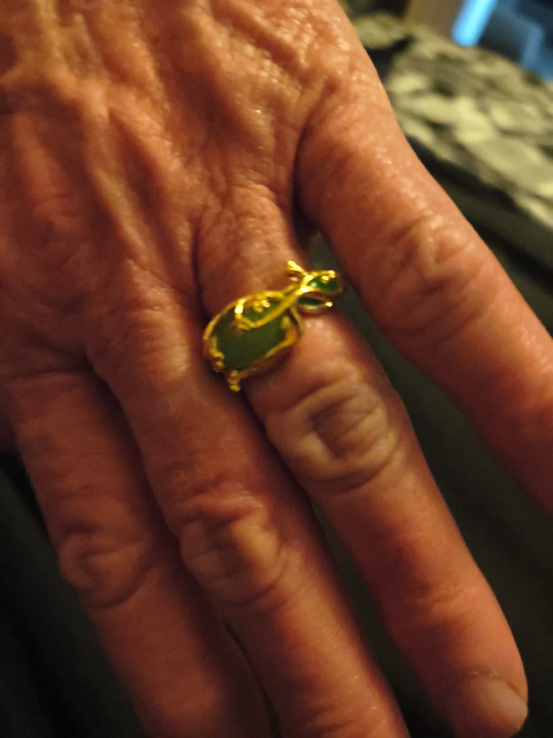 Customer photo review of Olivenorma "Verdant Oath" Green Opal Nature Ring