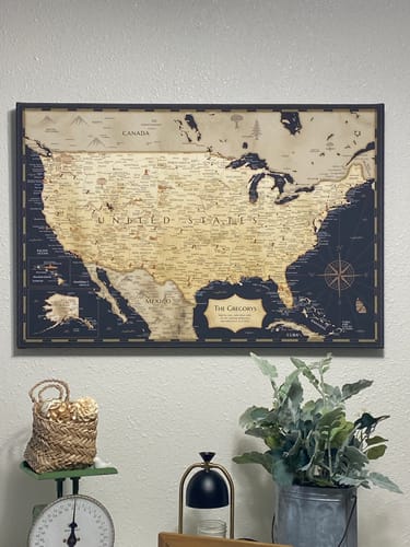 Customer photo review of Pinnable USA Journey Map • Rustic Gold