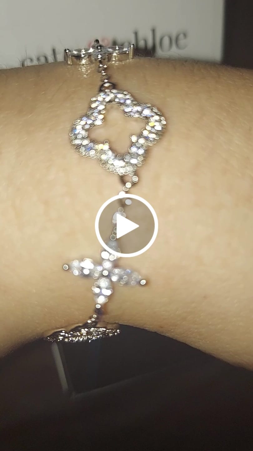 Customer video review of Samara 18k White Gold Plated Clover Station Bracelet with Swarovski Crystals