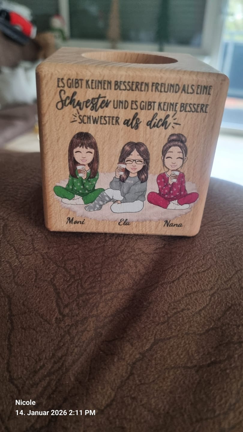 Customer photo review of Herzensmenschen - Personalisierter Kerzenwürfel
