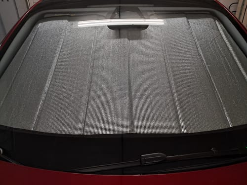 Customer photo review of Thickened Foldable Windshield Sunshade Sun Visor for Tesla Model 3/Y