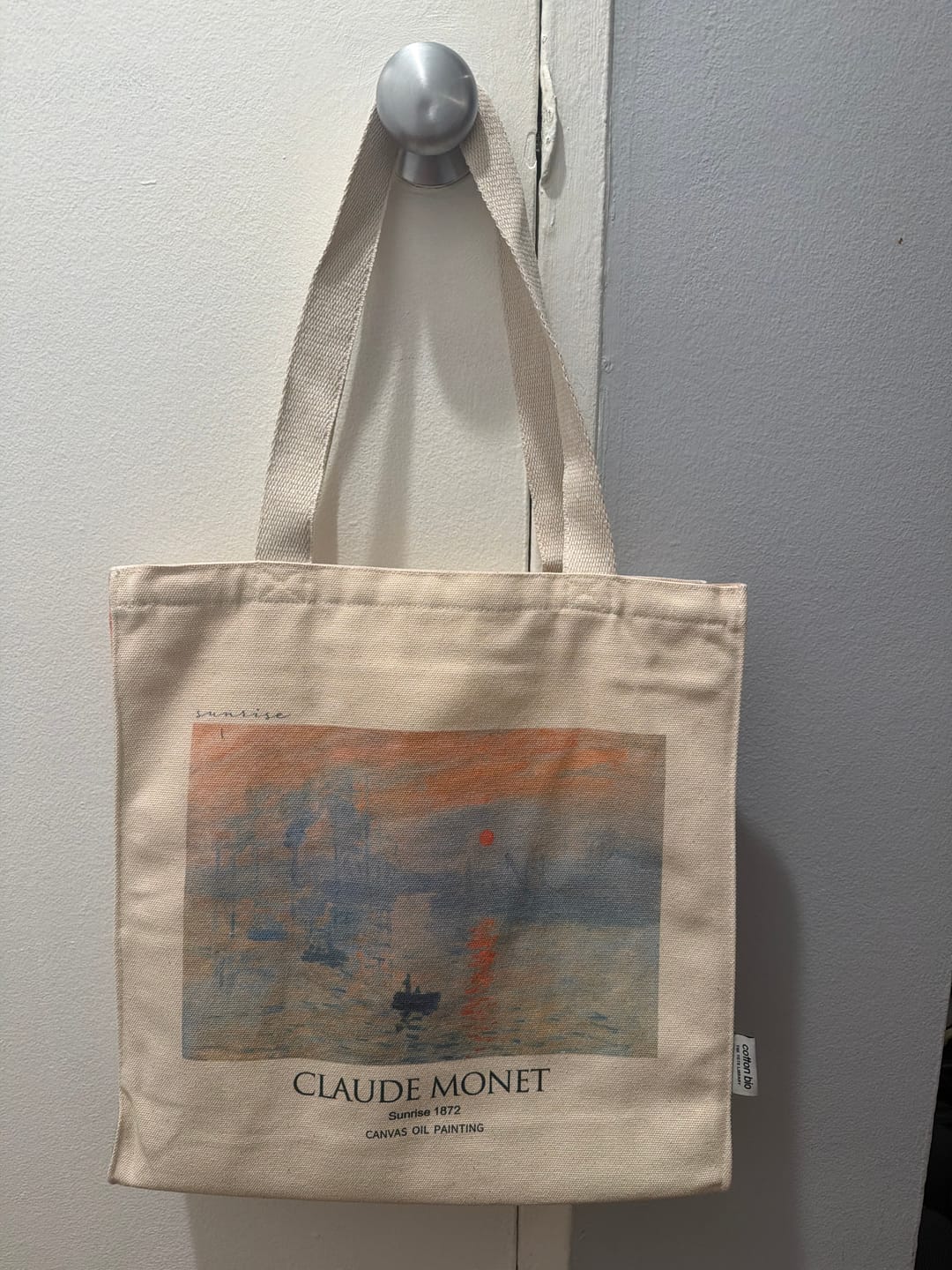 Customer photo review of Claude Monet "Impression, Sunrise" - Tote Bag