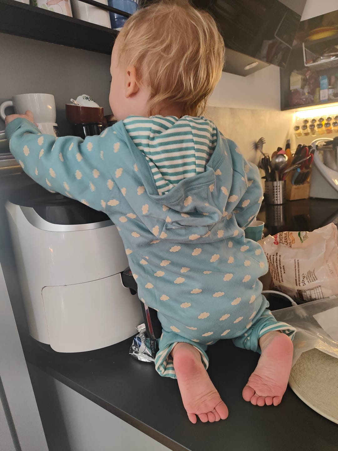Customer photo review of Fluffy Cloud Reversible Hooded Snug As A Bug Suit