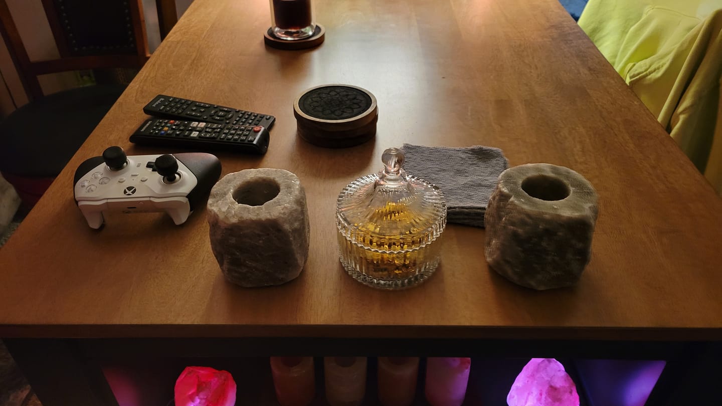 Customer photo review of Rare Gray Himalayan Salt Tealight Candle Holders (2 Pack)