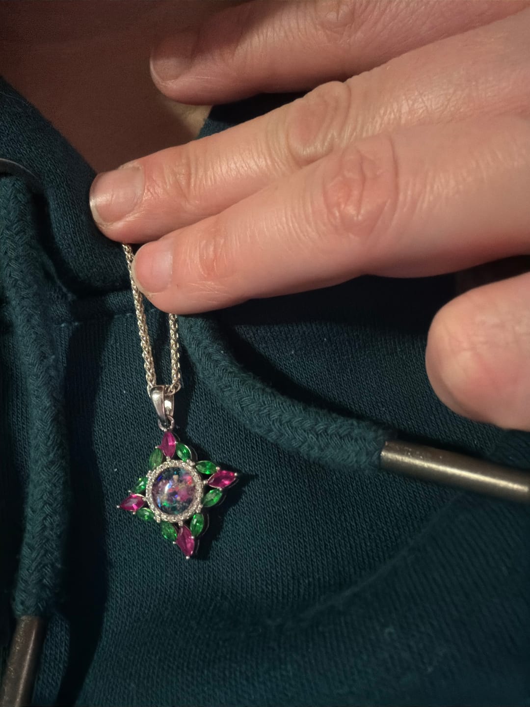 Customer photo review of Starburst Zircon Cremation Pendant