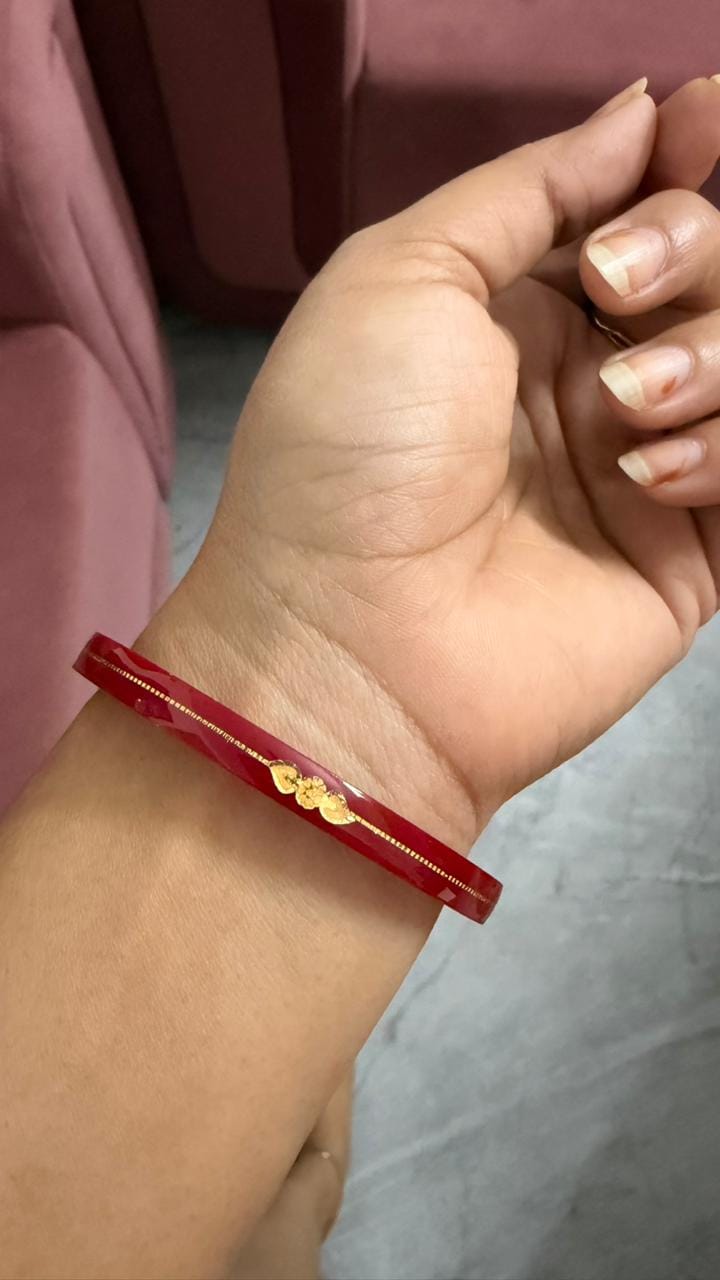 Customer photo review of “Mayur Light Red - A Divya Shringar Bangle” (2 pis) (Transparent Red)