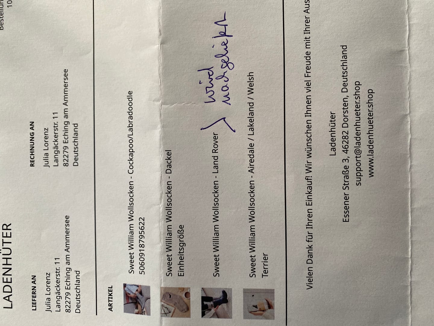 Customer photo review of Sweet William Wollsocken - Land Rover