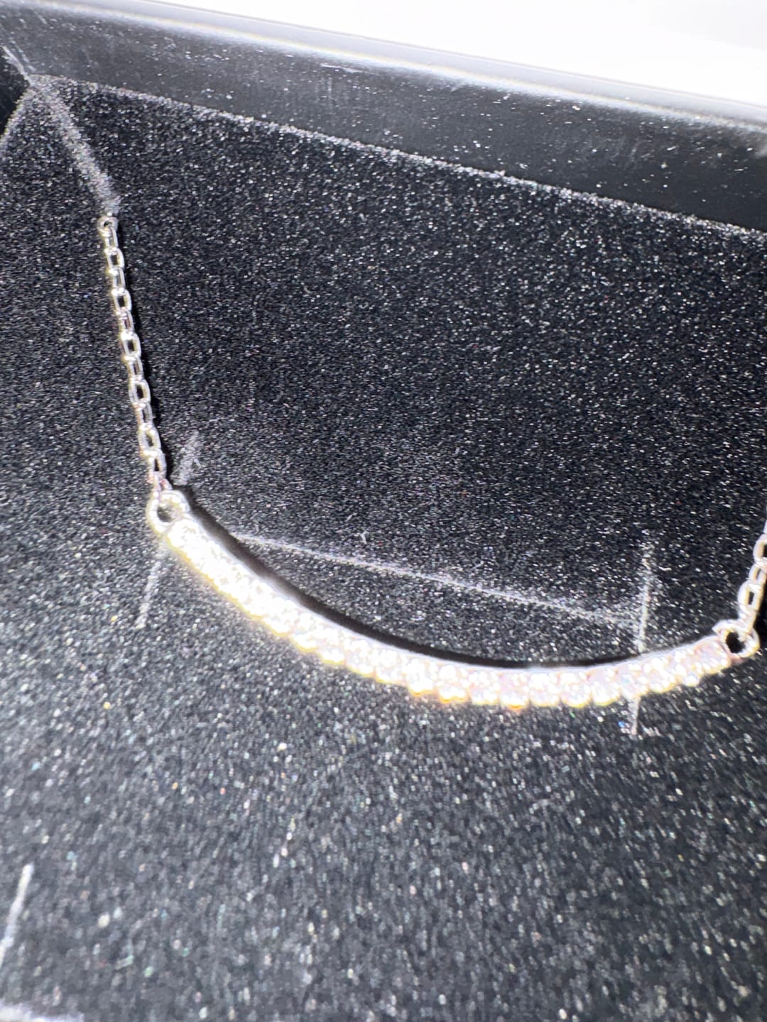 Customer photo review of Tiana 18k White Gold Plated Linear Pendant Necklace with Swarovski Crystals