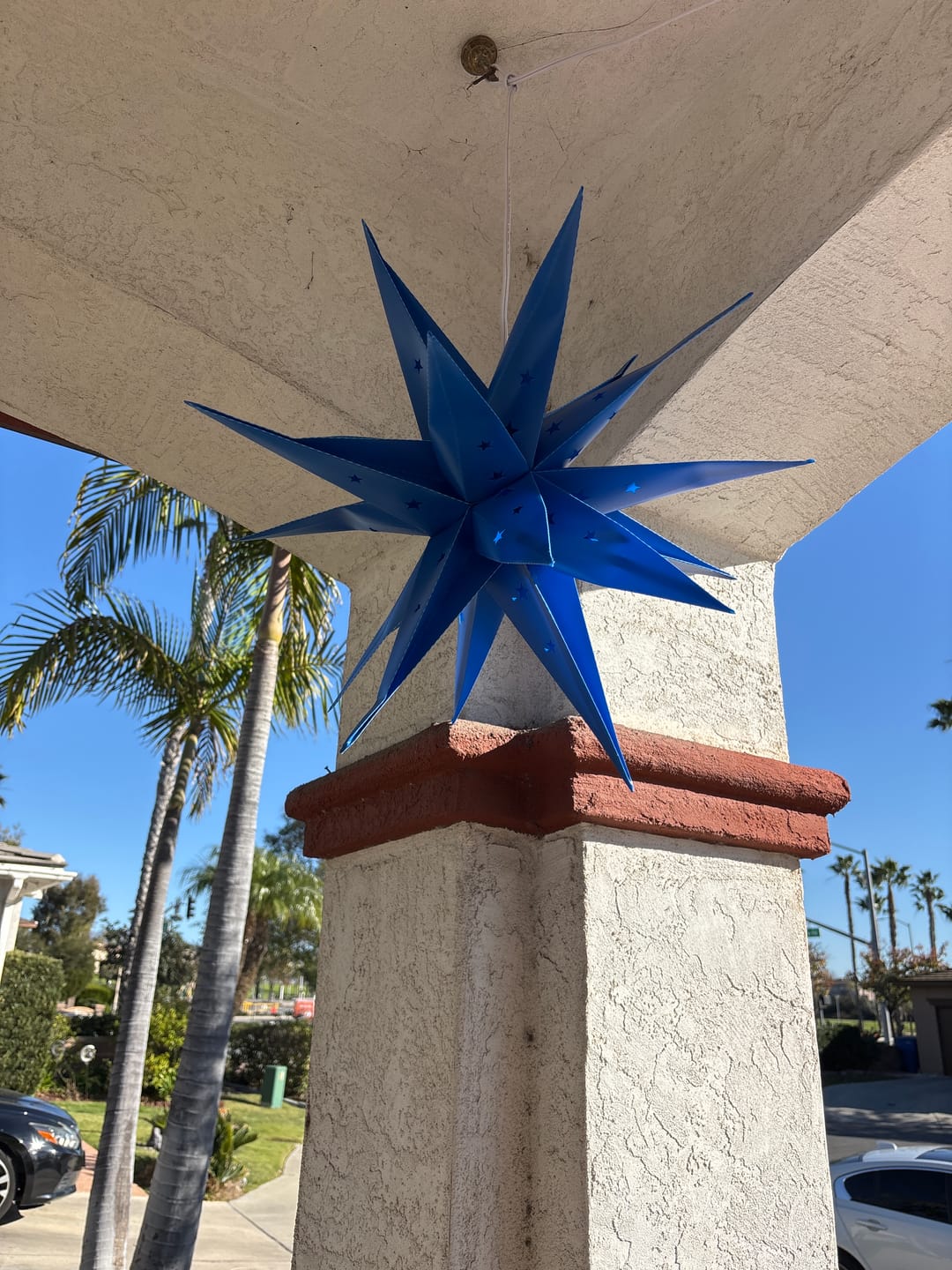 Customer photo review of BLOWOUT 23" Dark Blue Weatherproof Moravian Star Lantern Lamp, Hanging Decoration
