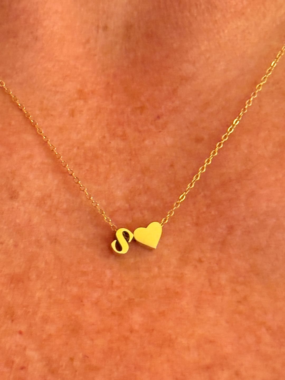 Customer photo review of Forever Love & Letter Gold Necklace