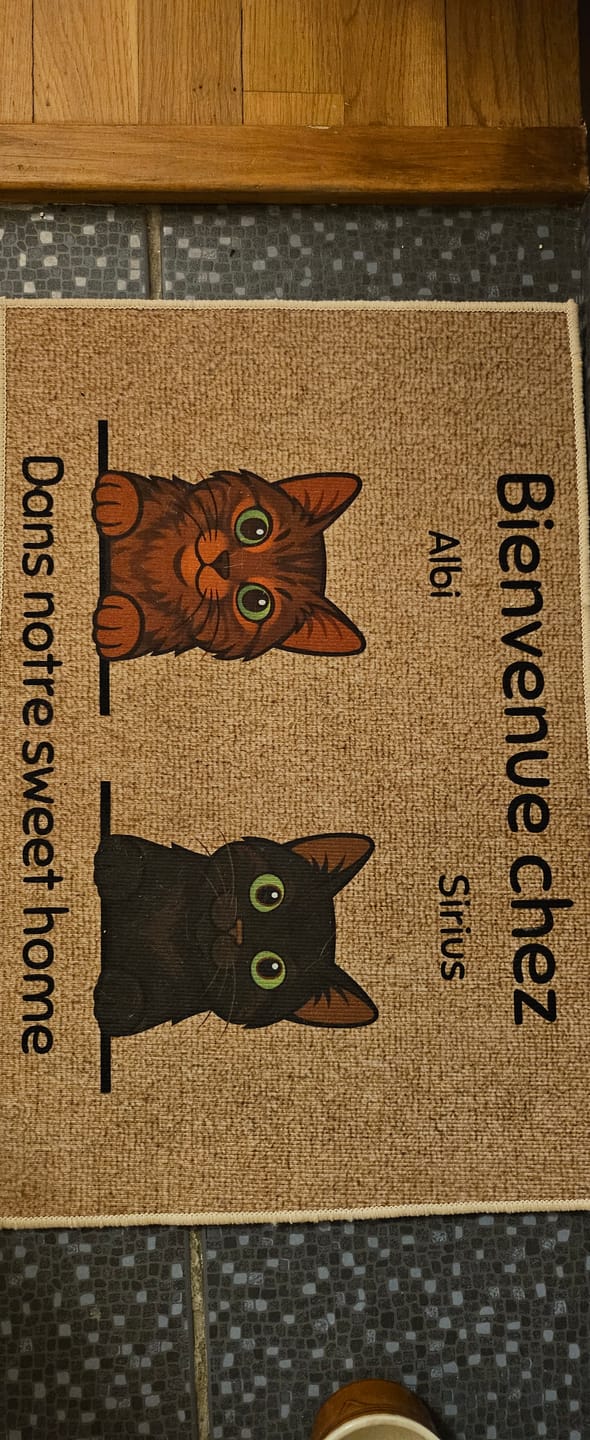 Customer photo review of Bienvenue chez - Paillasson personnalisé