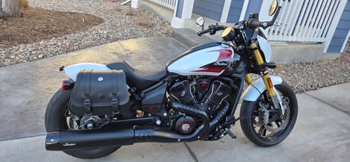 Customer photo review of 25L - SpiritBlade Large Indian Scout Rogue Leather Motorcycle Saddlebags