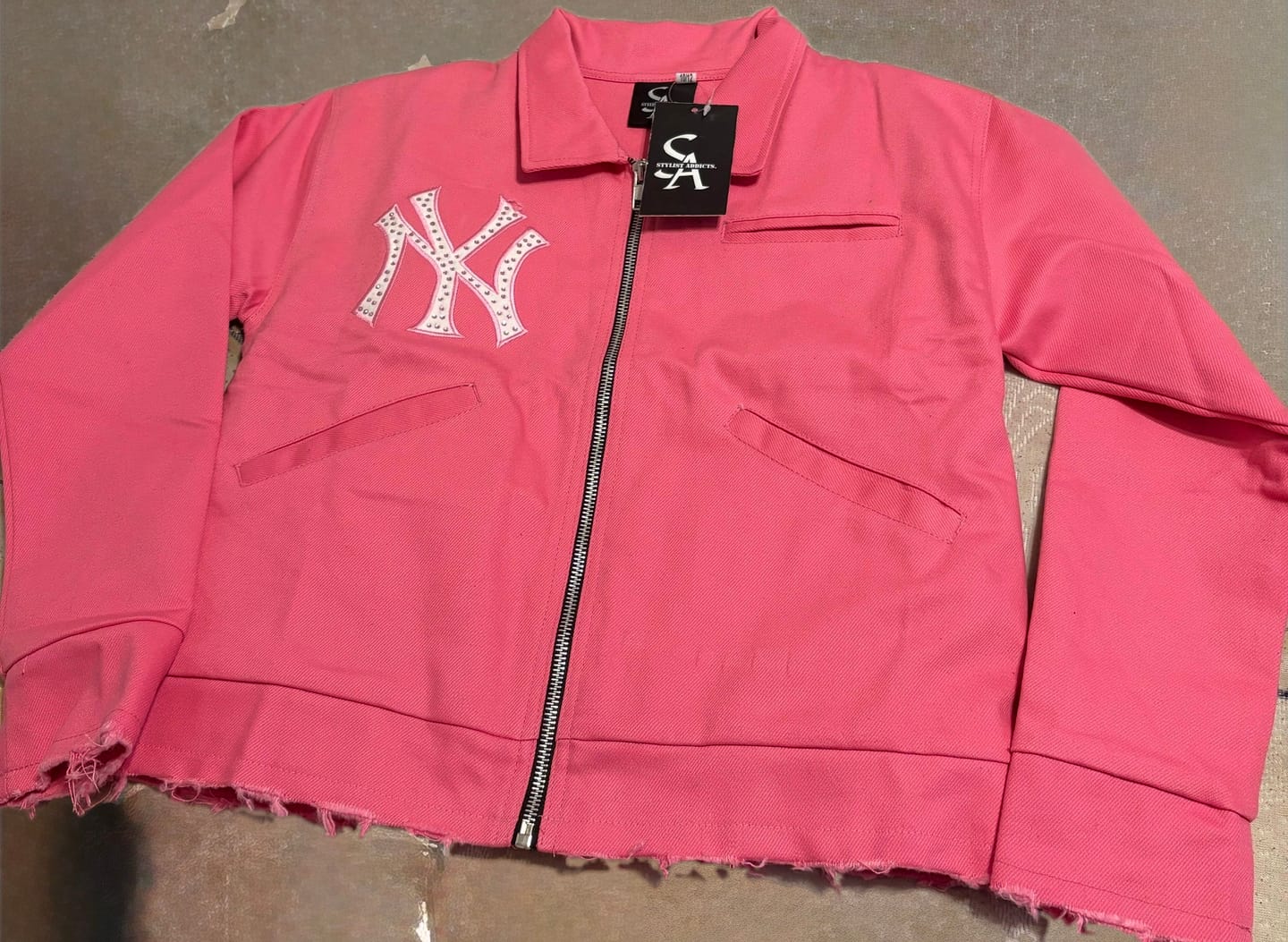 Customer photo review of Kids Yankees pink Jacket