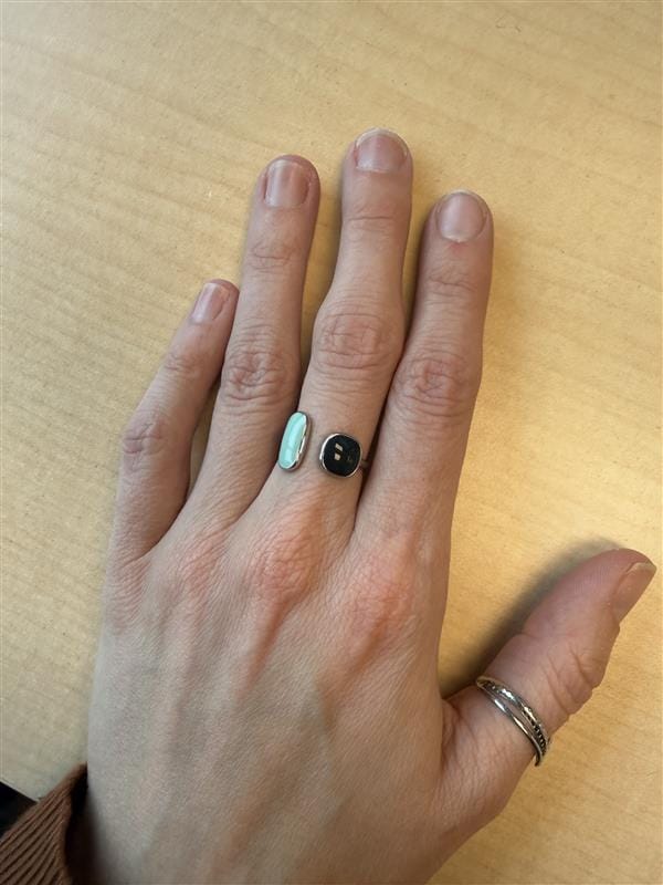 Customer photo review of Aquamarine Wrap Silver Ring