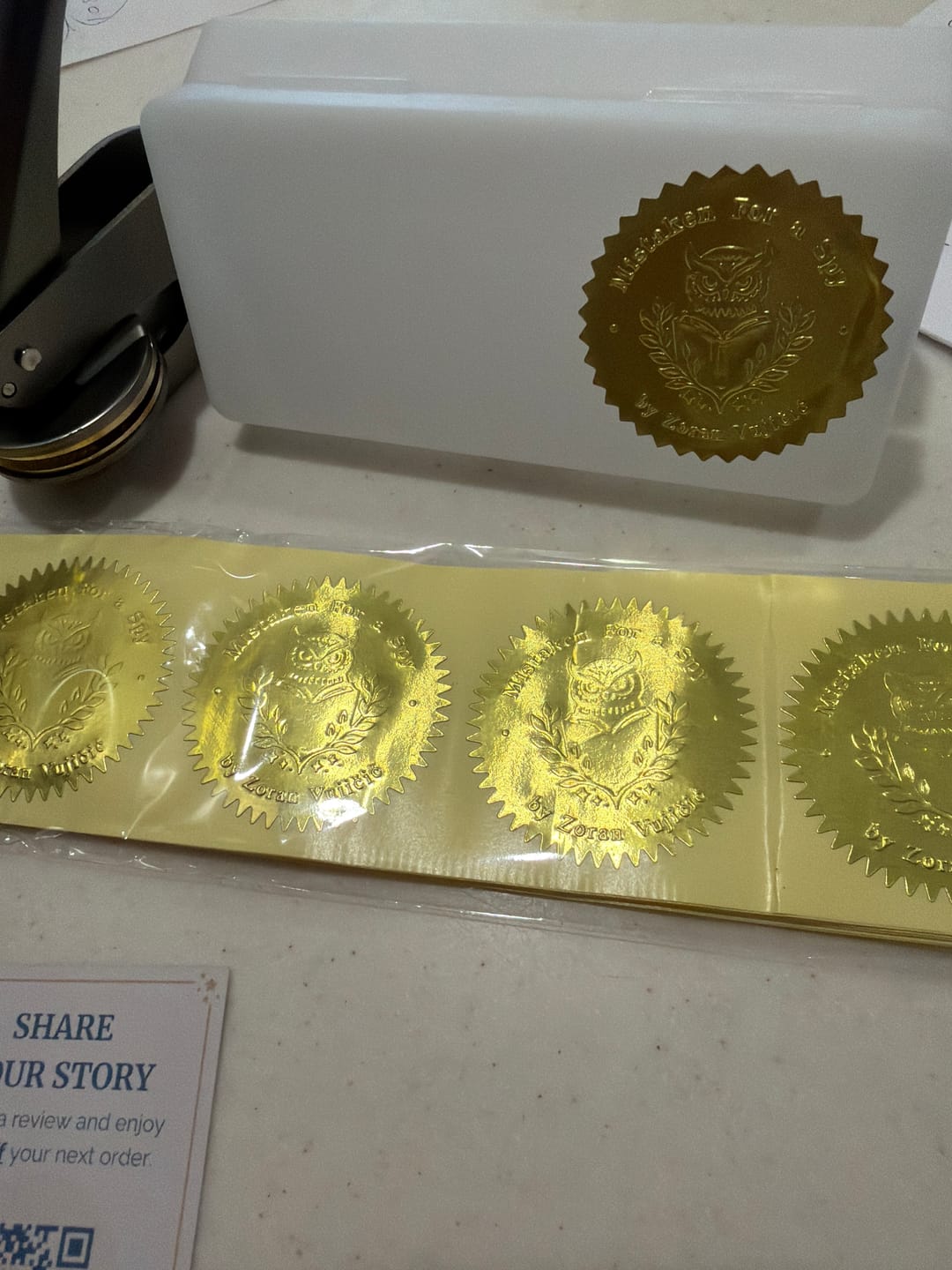 Customer photo review of Custom Book Embosser