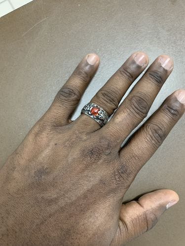 Customer photo review of FuAttract Wealth & Protection Garnet Pixiu Blessing Mantra Ring