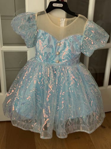 Customer photo review of Baby Girl Birthday Party Dress Blue Sequin Bubble Princess Dress
