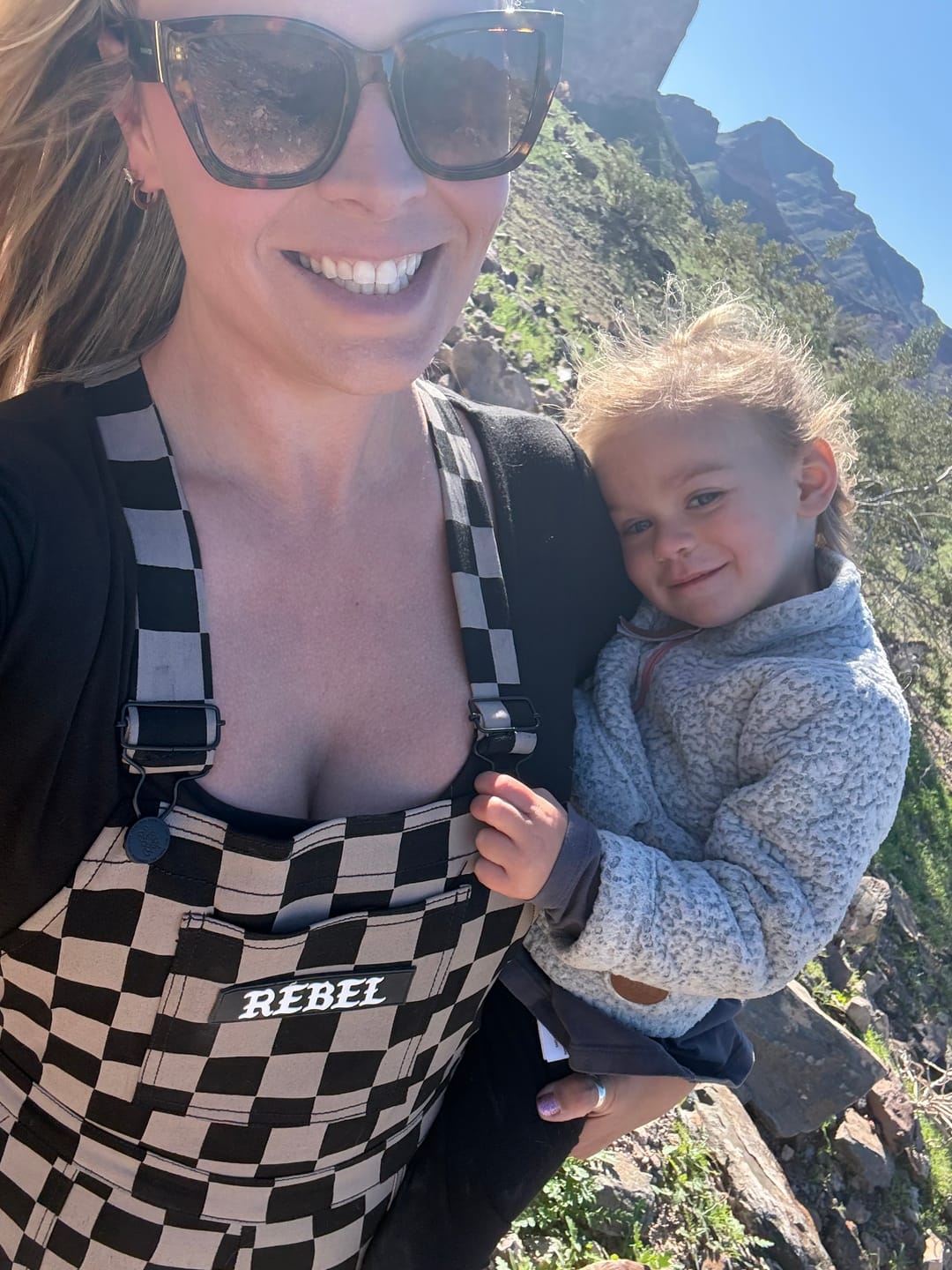 Customer photo review of Women's Overall in Checkered Black + Taupe