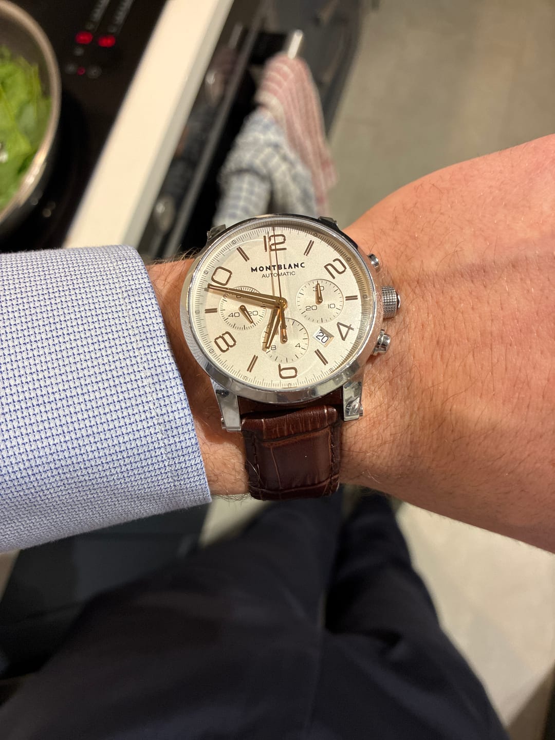 Customer photo review of Genuine Leather Calfskin Premium Watch Strap with Stainless Steel Deployant Butterfly Clasp