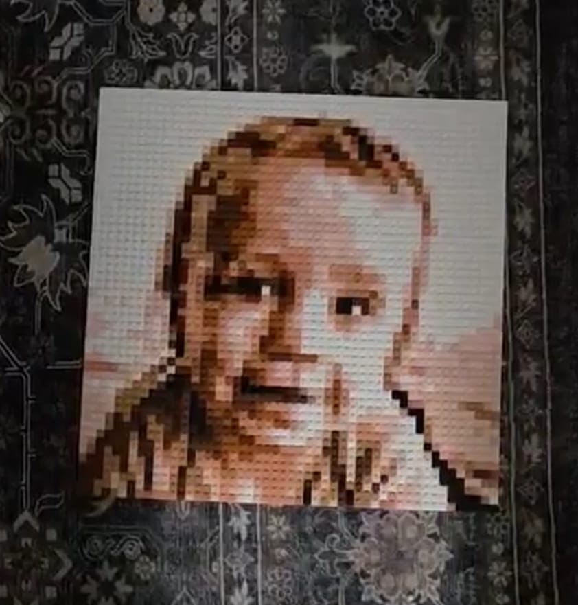 Customer photo review of Custom Bricked Mosaic Portrait 16x16"