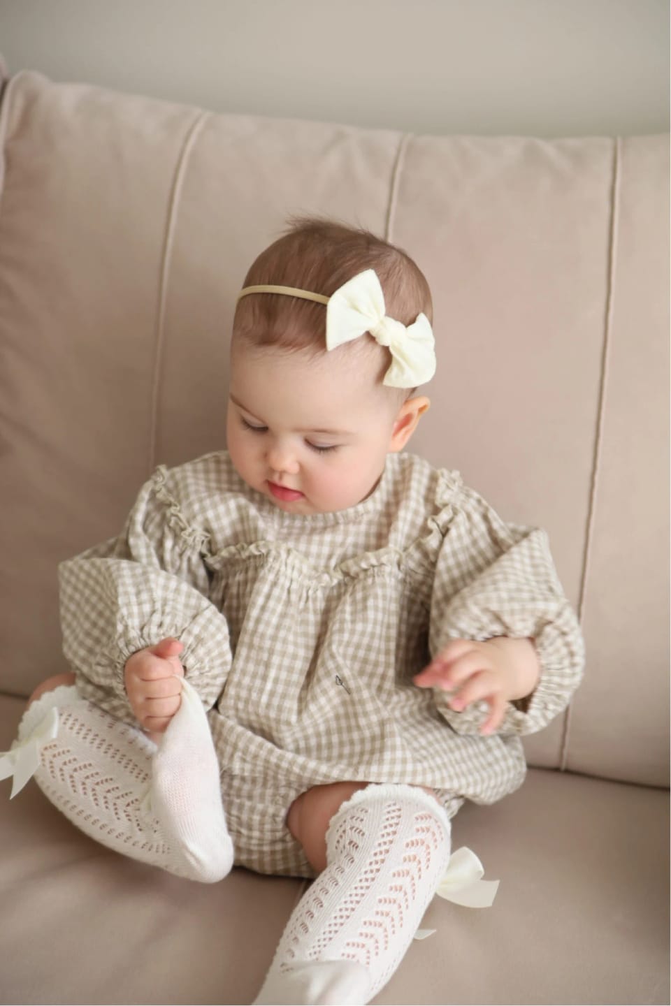 Customer photo review of Plaid Balloon Sleeve Linen Bloomer Set