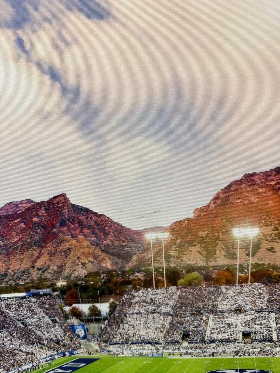 Customer photo review of Brigham Young University Cougars Football Team Print - Provo LaVell Edwards Stadium Wall Art Canvas