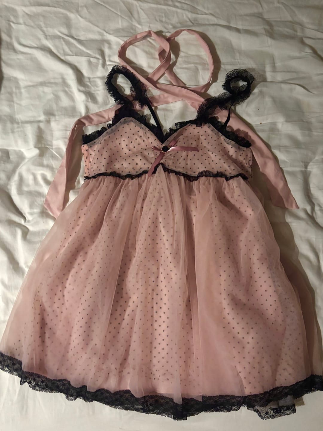 Customer photo review of Evil Tooth Rosy Veil Polka Dot Lace Mini Dress