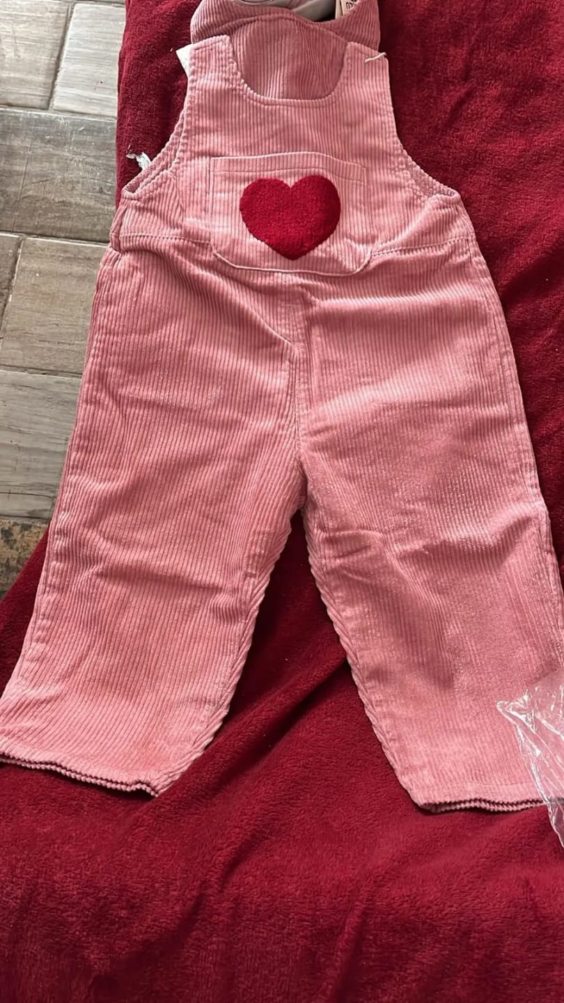 Customer photo review of Corduroy Heart Print Jumpsuit