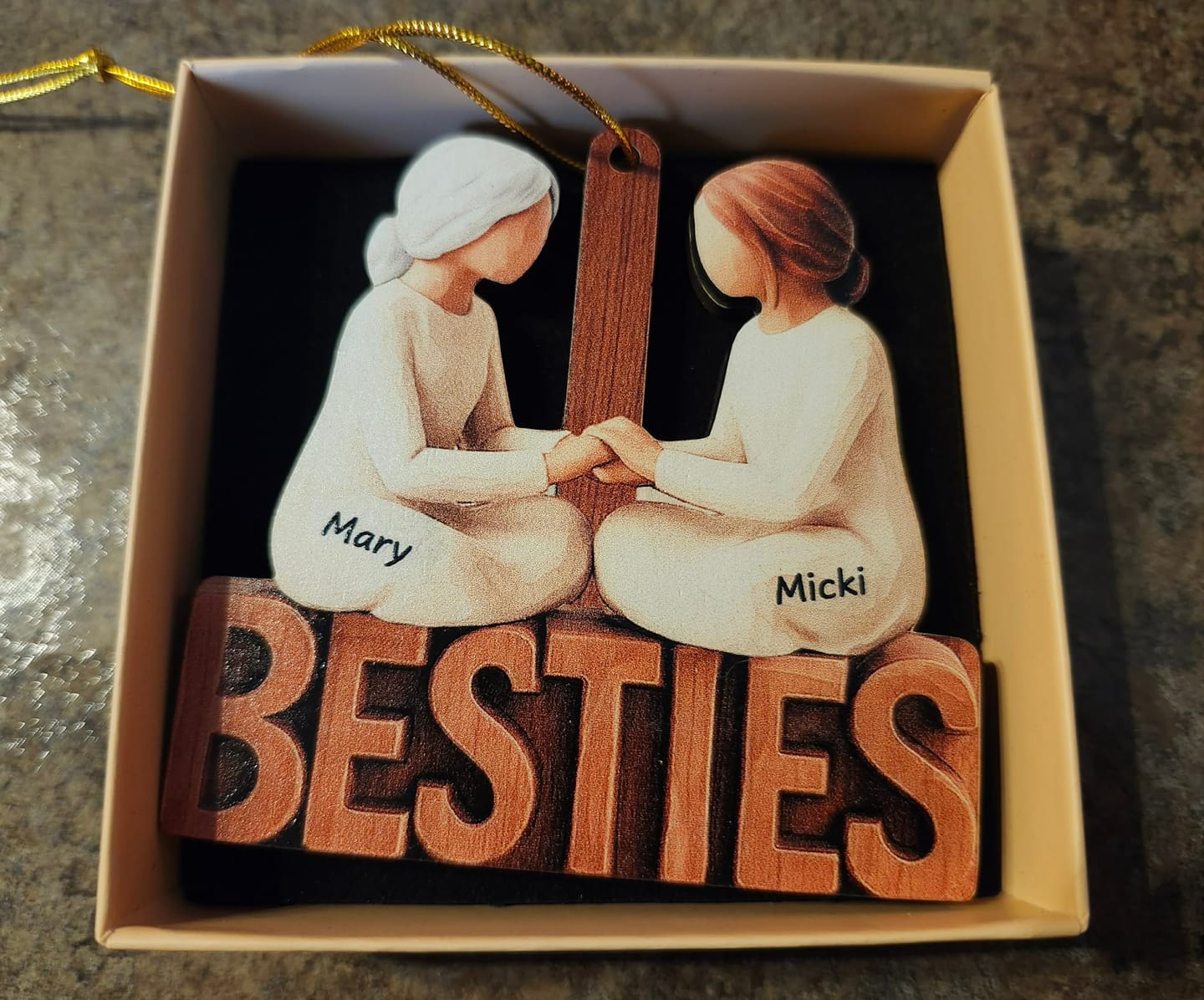 Customer photo review of Besties Forever Together - Personalized Wooden Ornament - Gift For Best Friends
