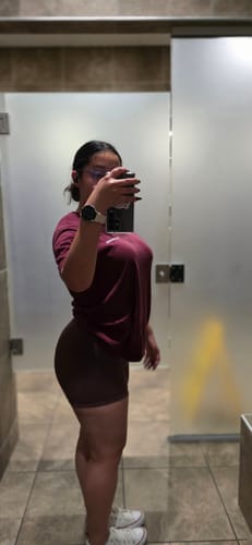 Customer photo review of Reborn Contour Seamless Shorts | Grape