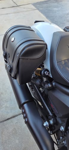 Customer photo review of 25L - SpiritBlade Large Indian Scout Rogue Leather Motorcycle Saddlebags