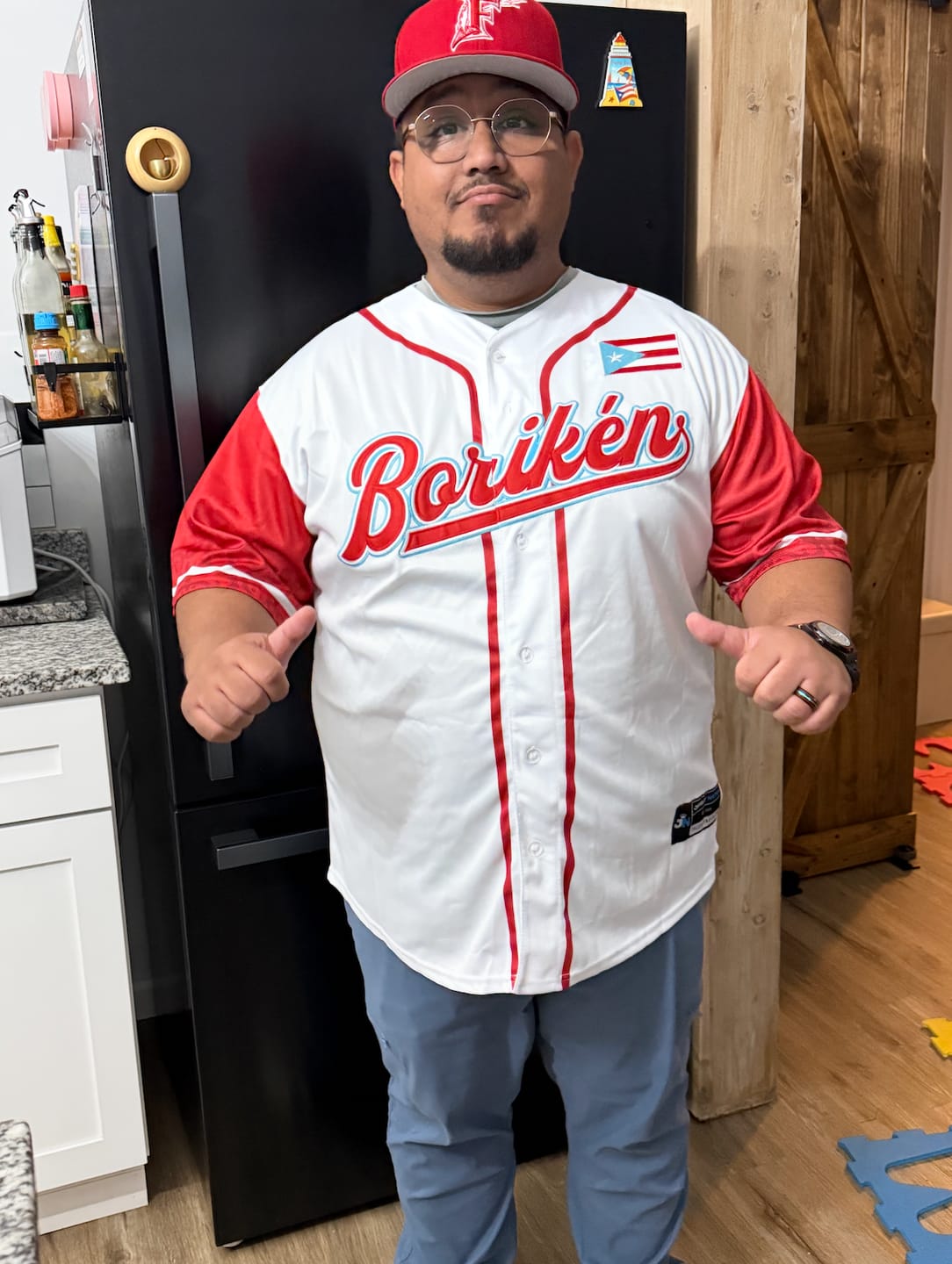 Customer photo review of Puerto Rico Heritage Custom Baseball Jersey