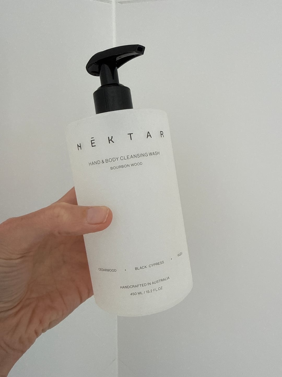 Customer photo review of Bourbon Wood Hand & Body Cleansing Wash