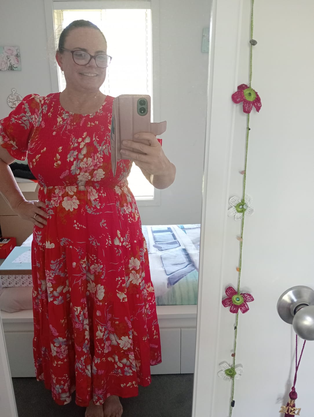 Customer photo review of Vallie Floral Dress in Navy