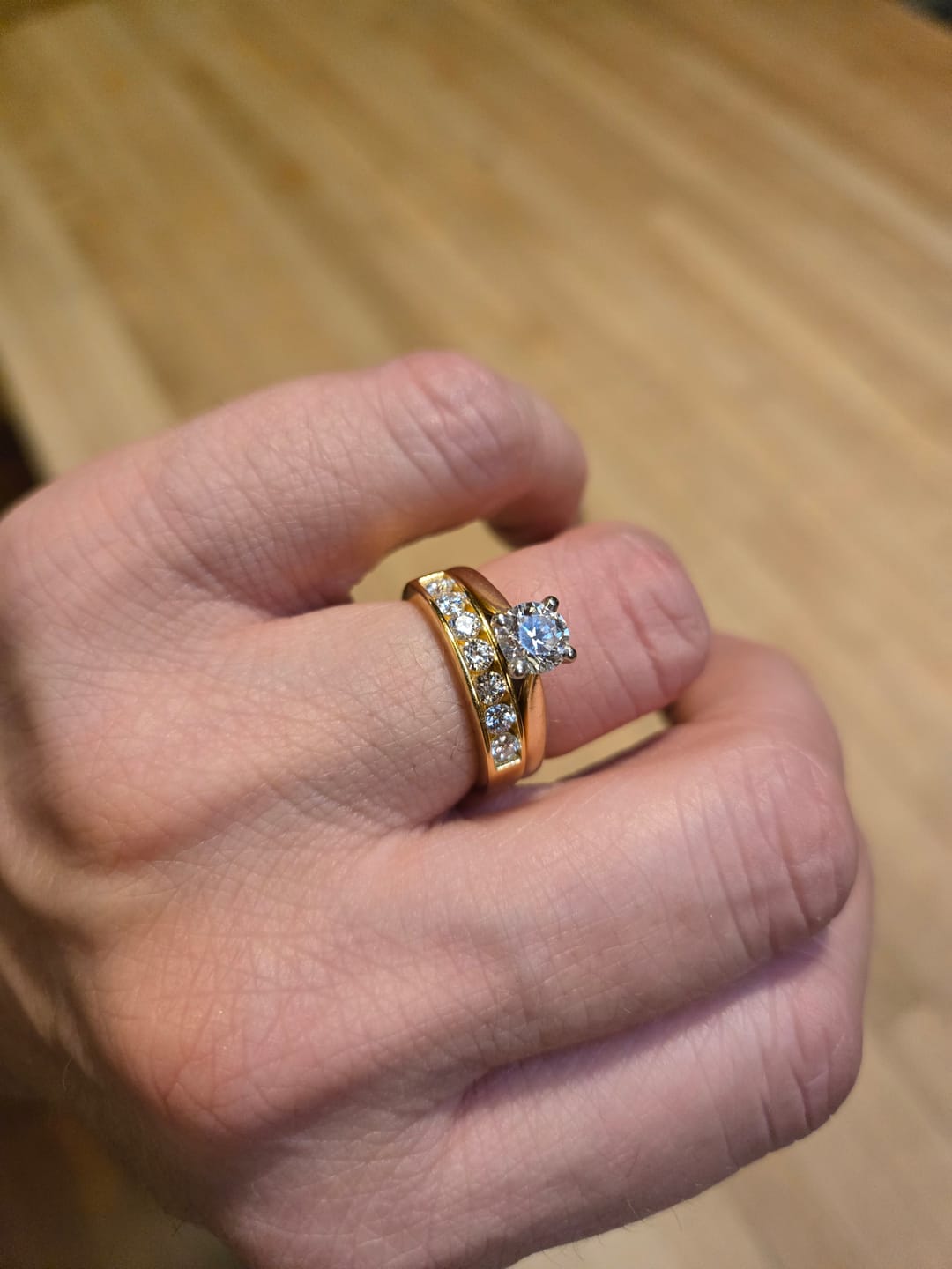 Customer photo review of Channel Set Moissanite Half Eternity Wedding Band Ring In Sterling Silver