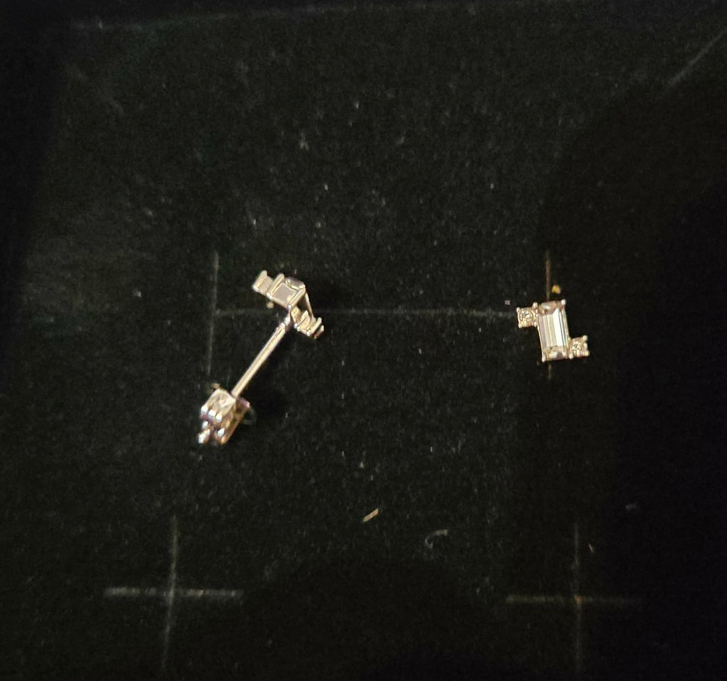 Customer photo review of Kimberly 18k White Gold Plated Solitaire Stud Earrings with Swarovski Crystals