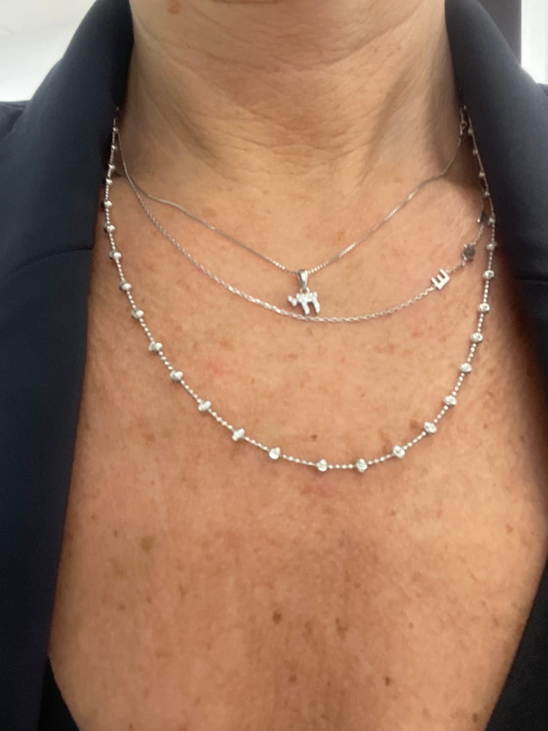Customer photo review of Diamond Cut Bead Chain Necklace