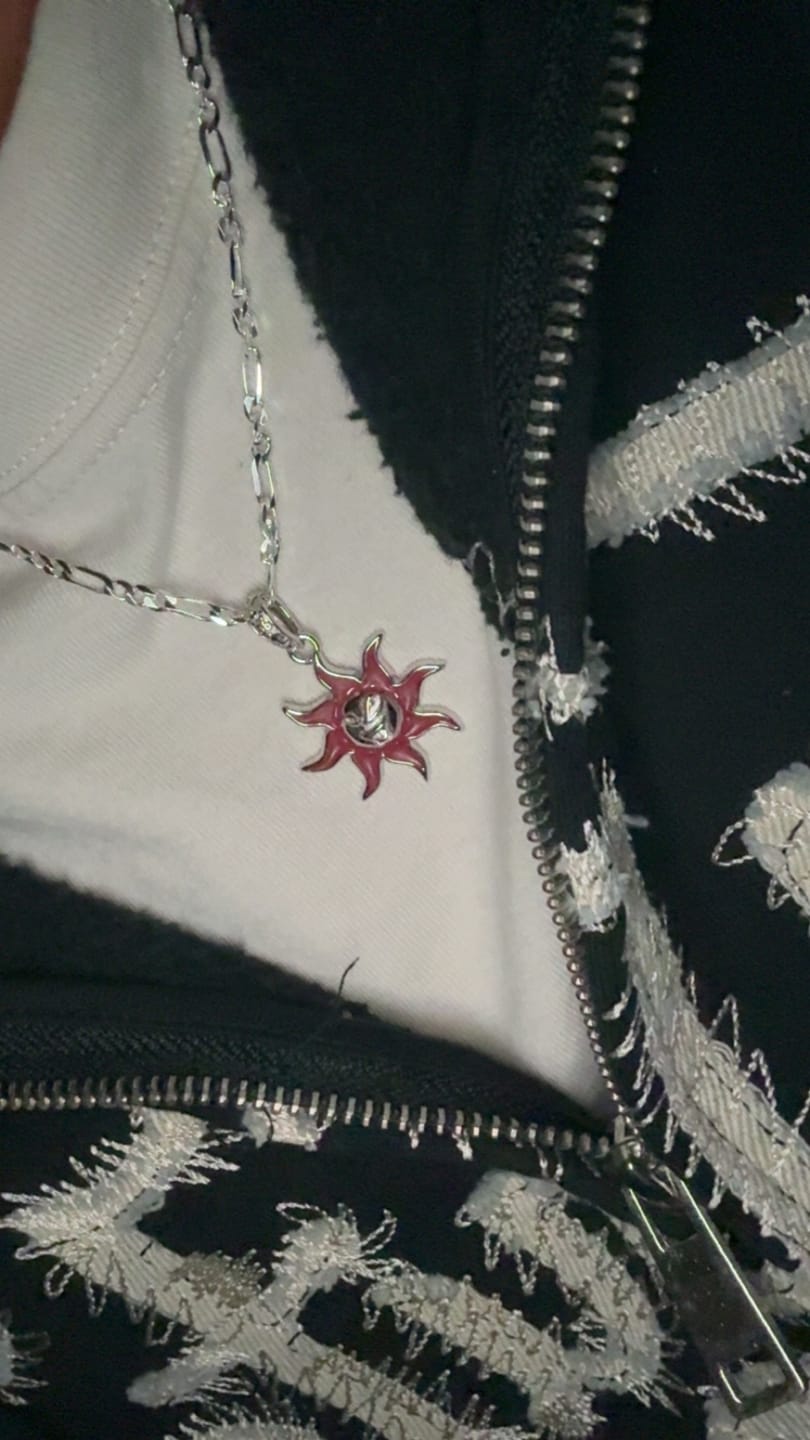 Customer photo review of SUNNY THE SOMBER SUN PENDANT