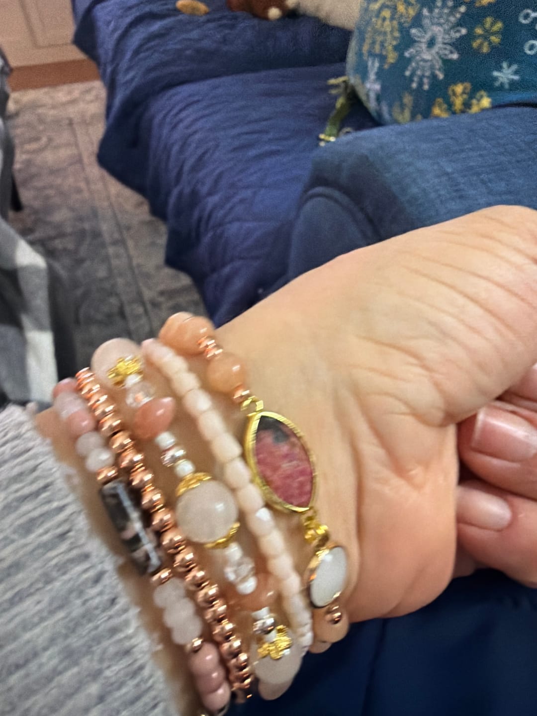 Customer photo review of Burgundy Rose Stretch Apple Watch Strap