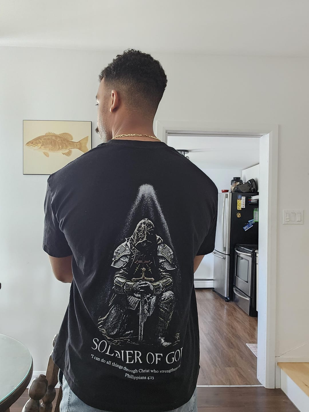 Customer photo review of Soldier Of God Shirt - Black
