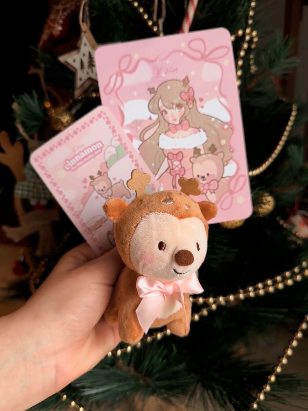 Customer photo review of Cinnamon the Deer Keychain Plush | Kawaii Cottagecore Coquette Plush | Whimsical Pink Bow Deer Plushie | Katnipp Studios