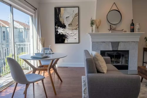 Customer photo review of Crossroads of Serenity-Minimalist Black and White Abstract Art: Hand - painted Oil on Canvas