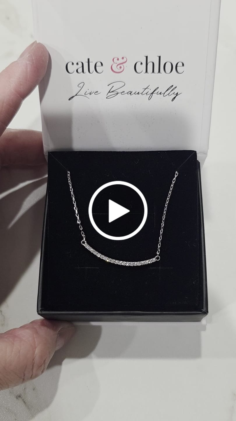 Customer video review of Tiana 18k White Gold Plated Linear Pendant Necklace with Swarovski Crystals