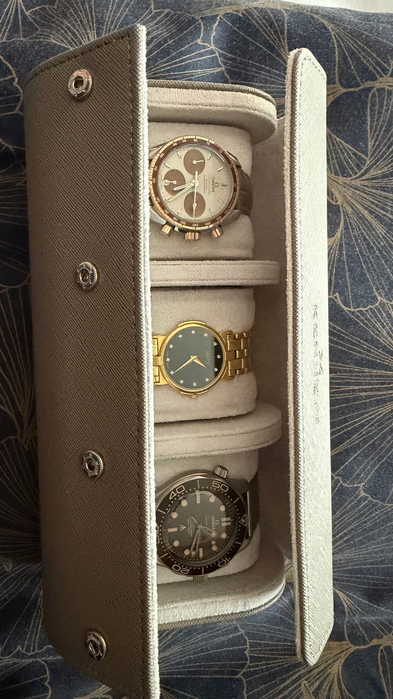 Customer photo review of Grey Leather Watch Roll | Luxury Travel Watch Storage Case