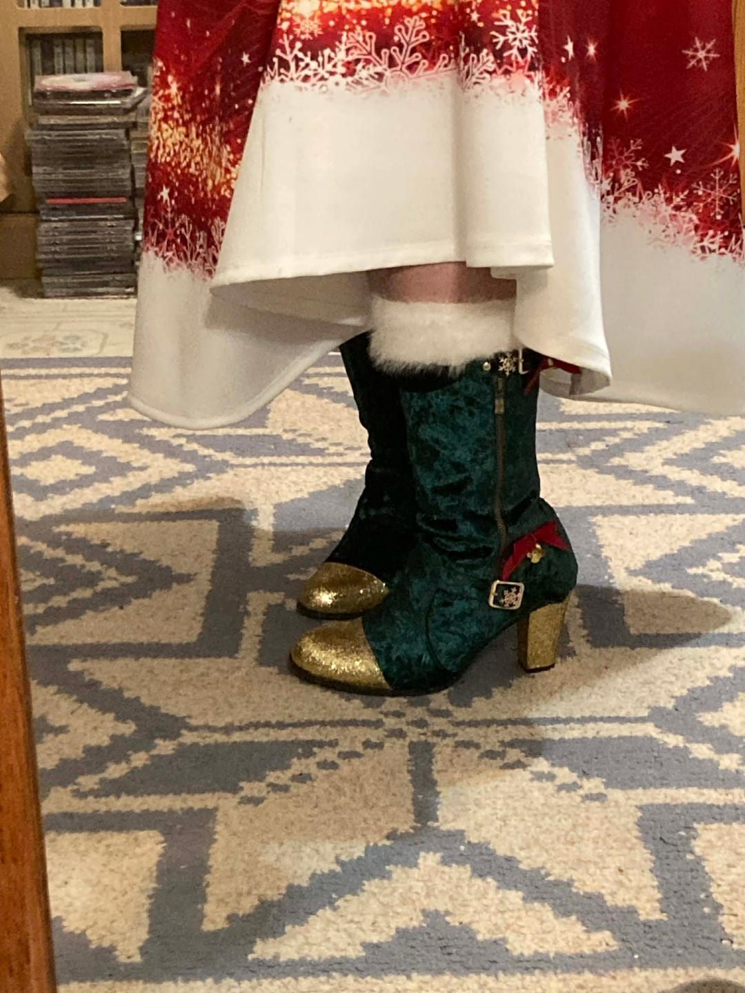 Customer photo review of Christmas Charm Velvet Boots