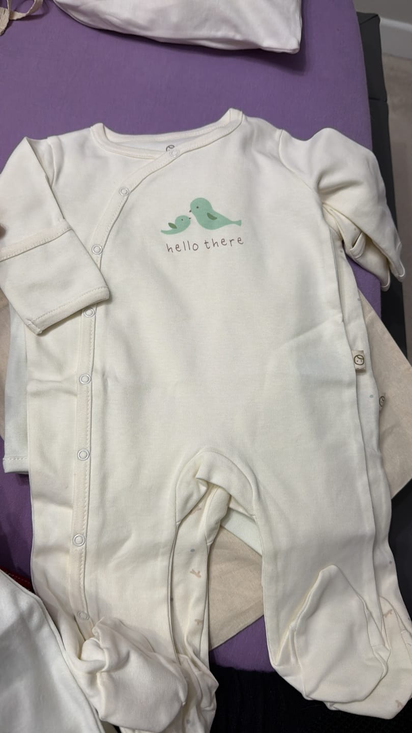 Customer photo review of 2'li Kendinden Eldivenli Patikli Organik Pamuk Twig Ekru Tulum Seti