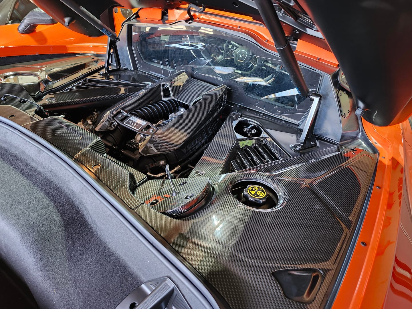 Customer photo review of Corvette C8 DRY CARBON FIBER Coupe Engine Bay Panel Cover (3-Pieces Version)