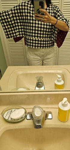 Customer photo review of MIRA TOP | BLACK & WHITE CHEX