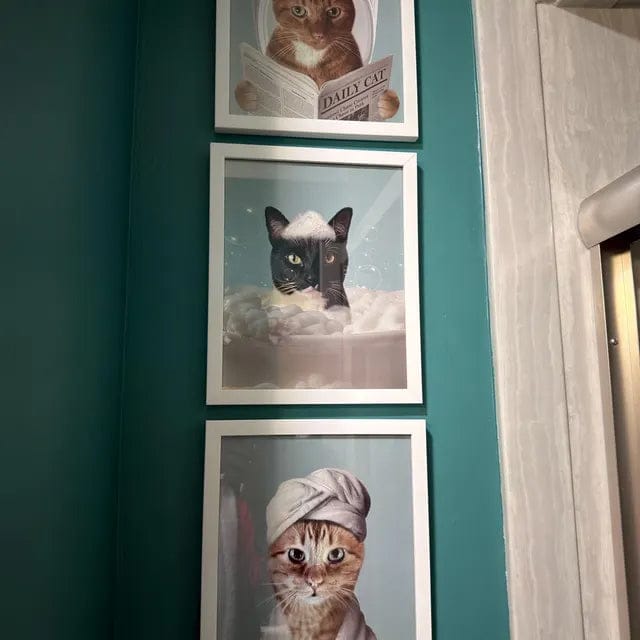 Customer photo review of Custom Cat Bathroom Art