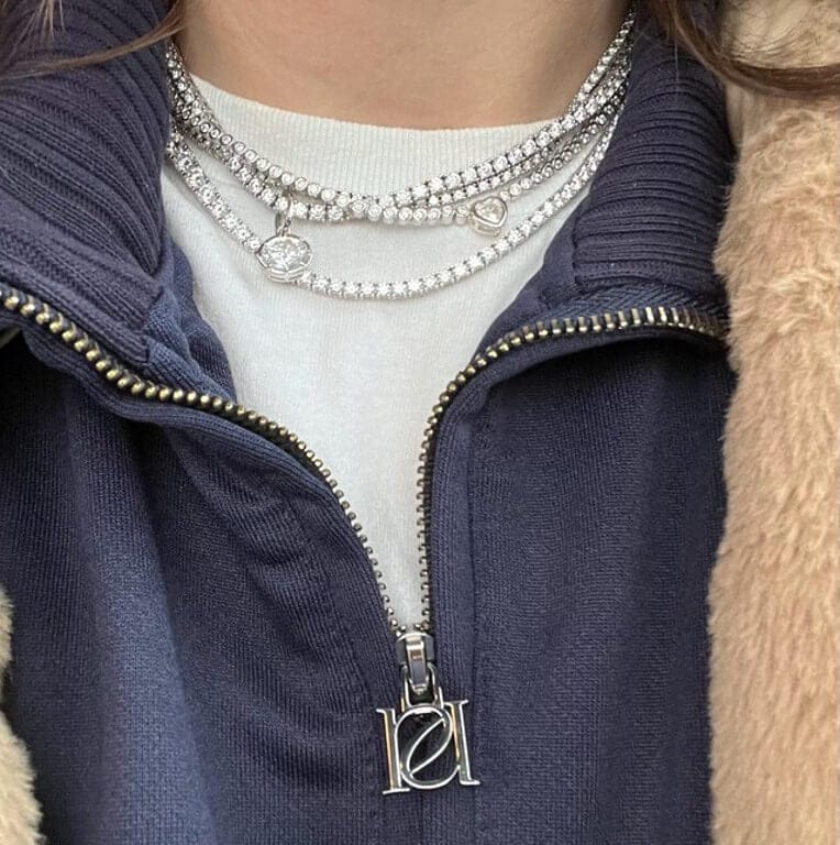 Customer photo review of 3MM 4MM 5MM 6.5MM Moissanite Tennis Chain Necklace